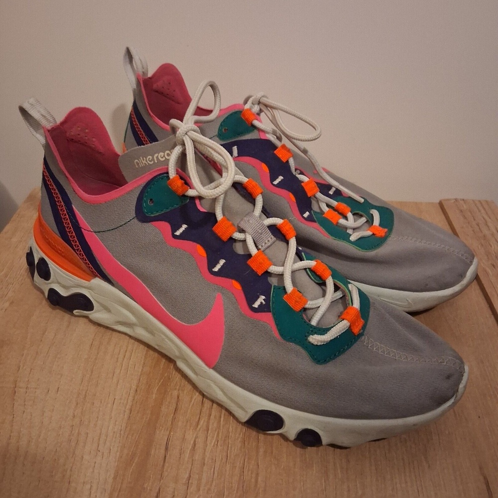 Nike React Element 55 Wolf Grey pink shoes Size 8